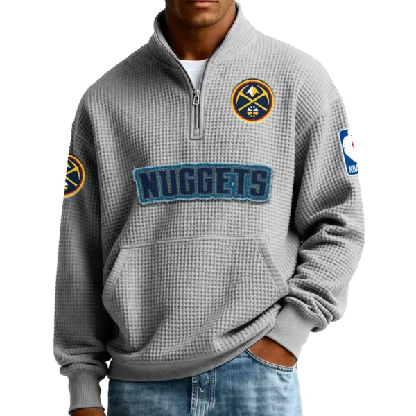 Denver Nuggets Men’s Quarter Zip Pullover Sweatshirt Waffle Knit Pocket New 2026 Limited