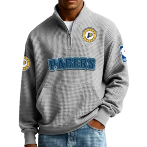 Indiana Pacers Men’s Quarter Zip Pullover Sweatshirt Waffle Knit Pocket New 2026 Limited