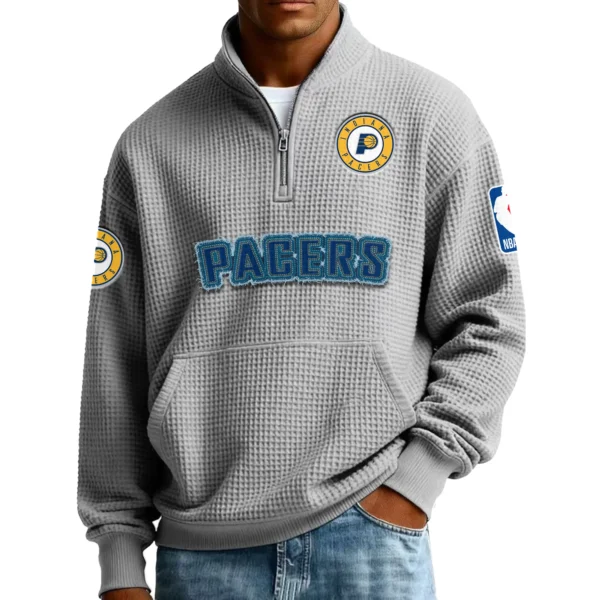 Indiana Pacers Men’s Quarter Zip Pullover Sweatshirt Waffle Knit Pocket New 2026 Limited