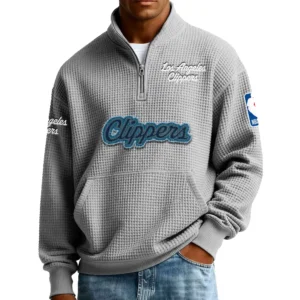 Los Angeles Clippers Men’s Quarter Zip Pullover Sweatshirt Waffle Knit Pocket New 2026 Limited