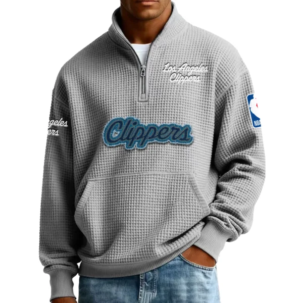 Los Angeles Clippers Men’s Quarter Zip Pullover Sweatshirt Waffle Knit Pocket New 2026 Limited