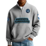 Minnesota Timberwolves Men’s Quarter Zip Pullover Sweatshirt Waffle Knit Pocket New 2026 Limited