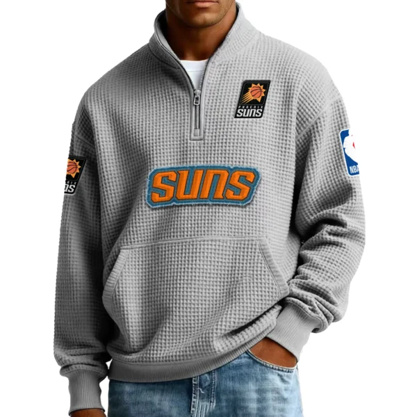 Phoenix Suns Men’s Quarter Zip Pullover Sweatshirt Waffle Knit Pocket New 2026 Limited