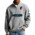 Portland Trail Blazers Men’s Quarter Zip Pullover Sweatshirt Waffle Knit Pocket New 2026 Limited