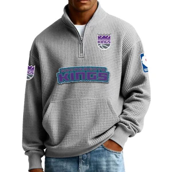 Sacramento Kings Men’s Quarter Zip Pullover Sweatshirt Waffle Knit Pocket New 2026 Limited