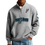 San Antonio Spurs Men’s Quarter Zip Pullover Sweatshirt Waffle Knit Pocket New 2026 Limited
