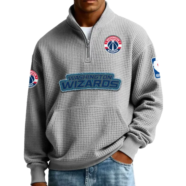 Washington Wizards Men’s Quarter Zip Pullover Sweatshirt Waffle Knit Pocket New 2026 Limited
