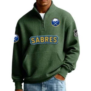 Buffalo Sabres Men’s Quarter Zip Pullover Sweatshirt Waffle Knit Pockets 2026 Limited