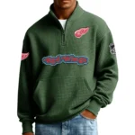 Detroit Red Wings Men’s Quarter Zip Pullover Sweatshirt Waffle Knit Pockets 2026 Limited