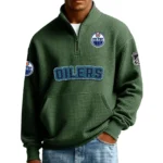 Edmonton Oilers Men’s Quarter Zip Pullover Sweatshirt Waffle Knit Pockets 2026 Limited