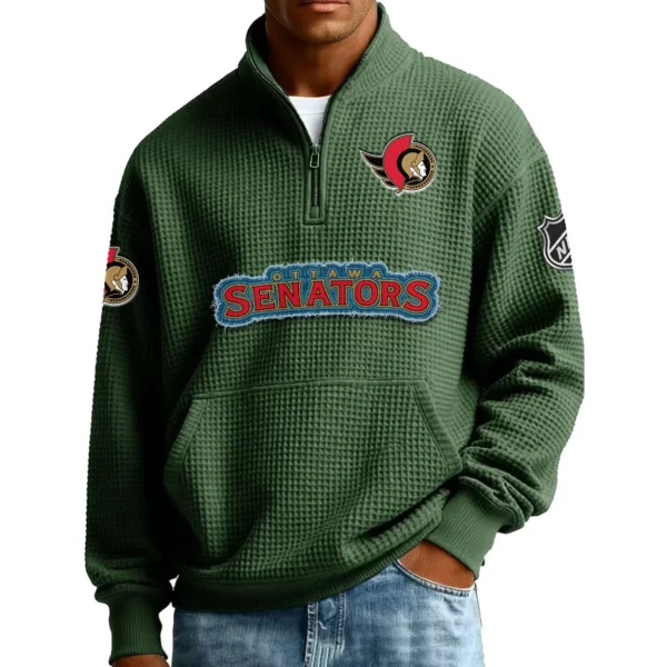 Ottawa Senators Men’s Quarter Zip Pullover Sweatshirt Waffle Knit Pockets 2026 Limited