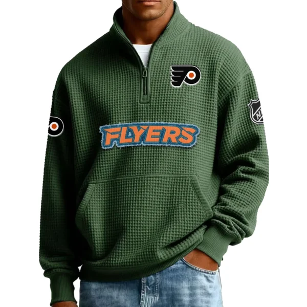 Philadelphia Flyers Men’s Quarter Zip Pullover Sweatshirt Waffle Knit Pockets 2026 Limited