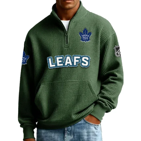 Toronto Maple Leafs Men’s Quarter Zip Pullover Sweatshirt Waffle Knit Pockets 2026 Limited