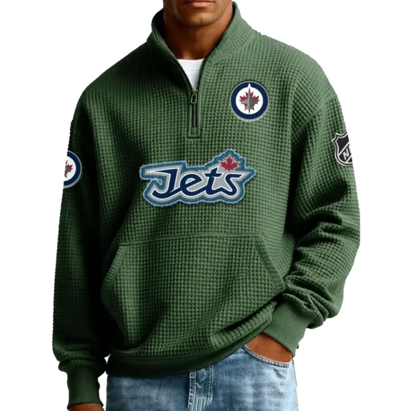 Winnipeg Jets Men’s Quarter Zip Pullover Sweatshirt Waffle Knit Pockets 2026 Limited