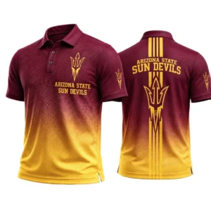 Arizona State Sun Devils Men’s Button Short Sleeve Polo Bottom Slit 2026 Limited