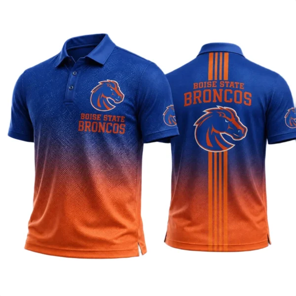 Boise State Broncos Men’s Button Short Sleeve Polo Bottom Slit 2026 Limited