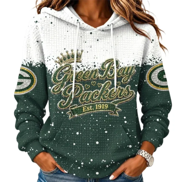 Green Bay Packers Women’s Waffle Pullover Hoodie New 2026 Limited