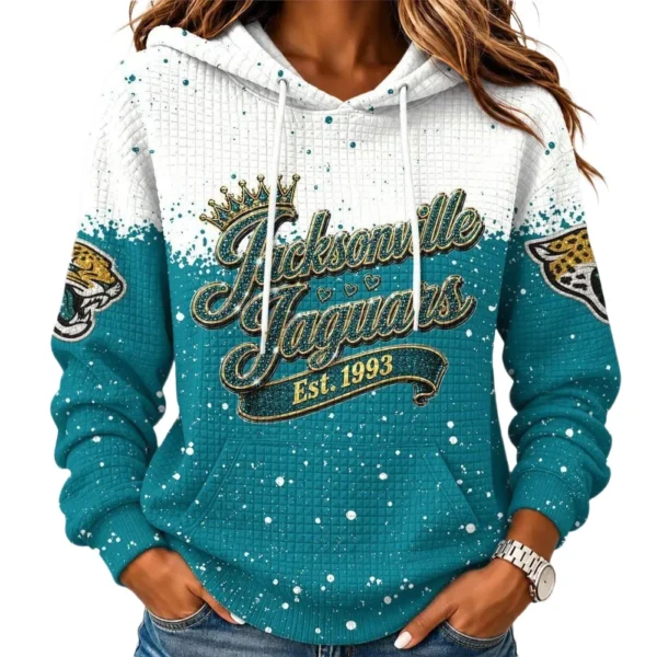 Jacksonville Jaguars Women’s Waffle Pullover Hoodie New 2026 Limited