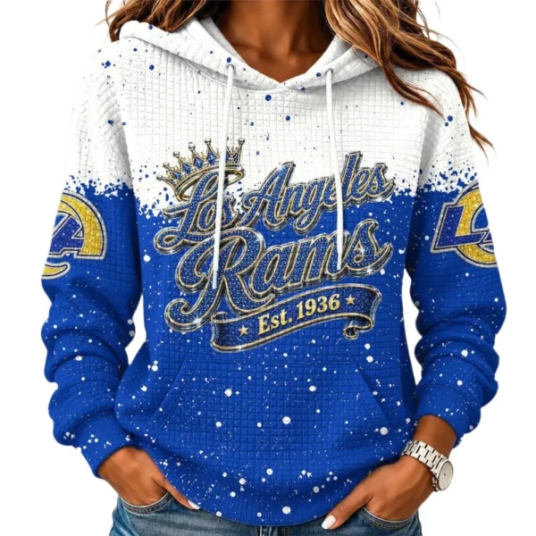 Los Angeles Rams Women’s Waffle Pullover Hoodie New 2026 Limited