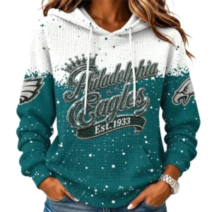 Philadelphia Eagles Women’s Waffle Pullover Hoodie New 2026 Limited