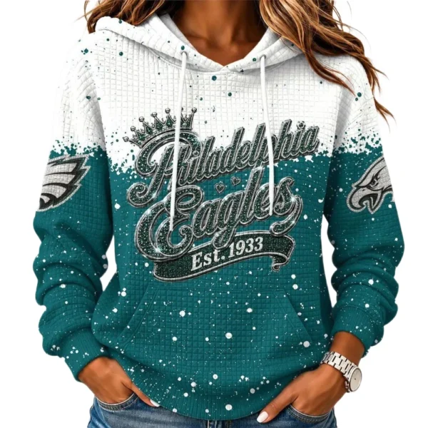 Philadelphia Eagles Women’s Waffle Pullover Hoodie New 2026 Limited