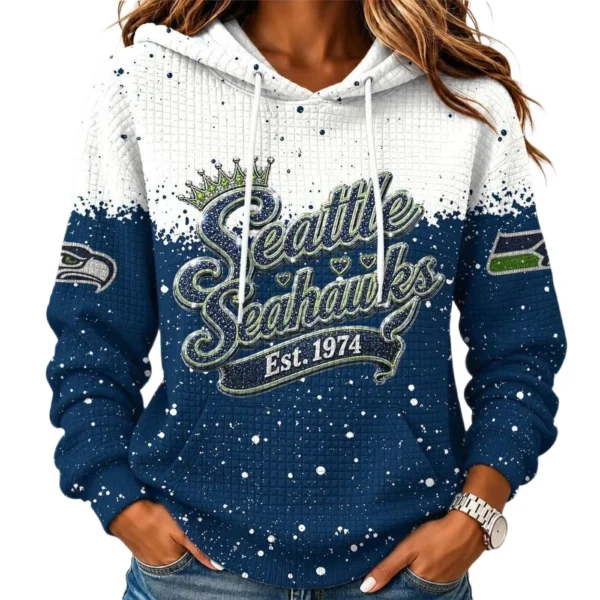 Seattle Seahawks Women’s Waffle Pullover Hoodie New 2026 Limited