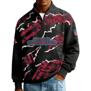 Arizona Cardinals Men’s Quarter Zip Pullover Sweatshirt Waffle Knit Pockets 2026 Limited