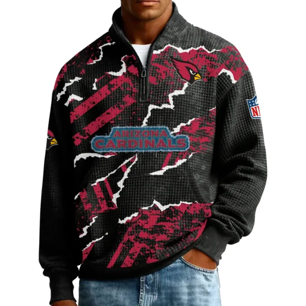 Arizona Cardinals Men’s Quarter Zip Pullover Sweatshirt Waffle Knit Pockets 2026 Limited