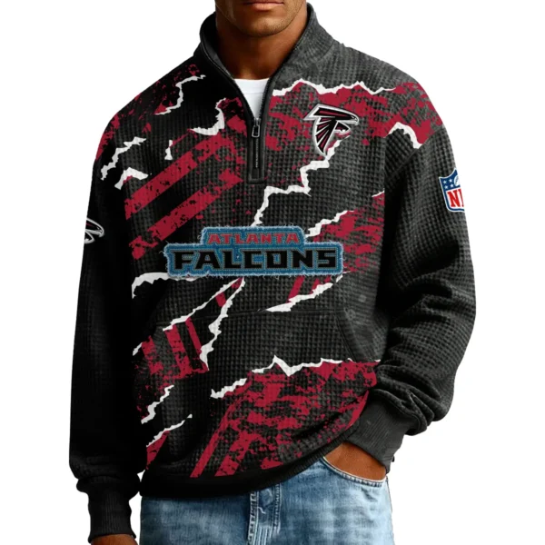 Atlanta Falcons Men’s Quarter Zip Pullover Sweatshirt Waffle Knit Pockets 2026 Limited