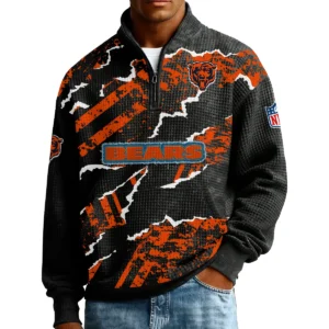 Chicago Bears Men’s Quarter Zip Pullover Sweatshirt Waffle Knit Pockets 2026 Limited