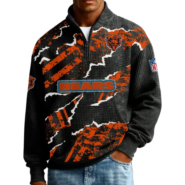 Chicago Bears Men’s Quarter Zip Pullover Sweatshirt Waffle Knit Pockets 2026 Limited