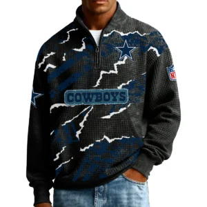 Dallas Cowboys Men’s Quarter Zip Pullover Sweatshirt Waffle Knit Pockets 2026 Limited