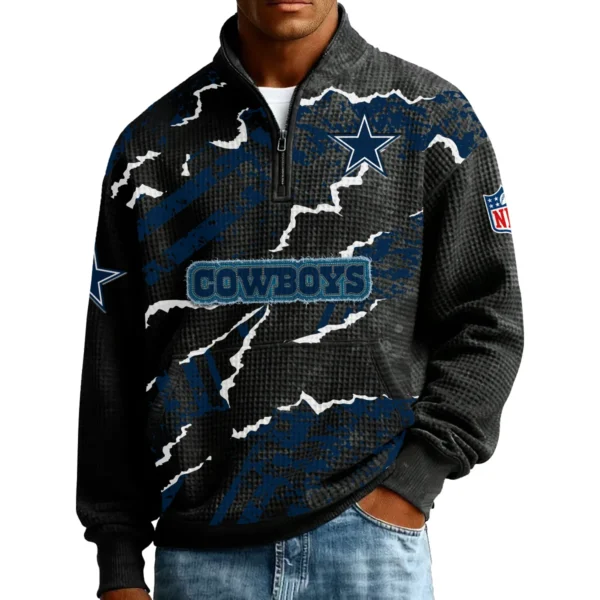 Dallas Cowboys Men’s Quarter Zip Pullover Sweatshirt Waffle Knit Pockets 2026 Limited