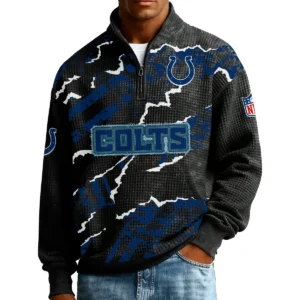 Indianapolis Colts Men’s Quarter Zip Pullover Sweatshirt Waffle Knit Pockets 2026 Limited