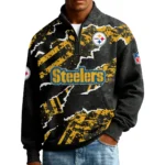 Pittsburgh Steelers Men’s Quarter Zip Pullover Sweatshirt Waffle Knit Pockets 2026 Limited