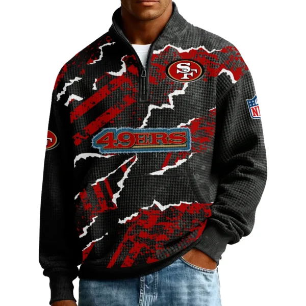 San Francisco 49ers Men’s Quarter Zip Pullover Sweatshirt Waffle Knit Pockets 2026 Limited