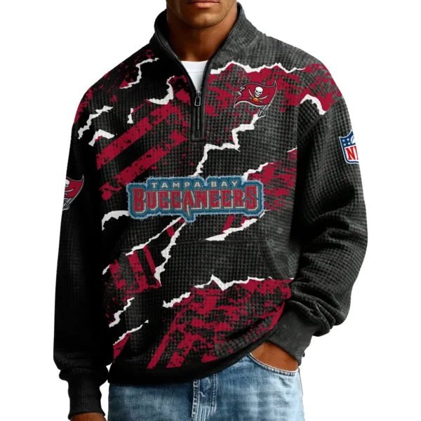 Tampa Bay Buccaneers Men’s Quarter Zip Pullover Sweatshirt Waffle Knit Pockets 2026 Limited