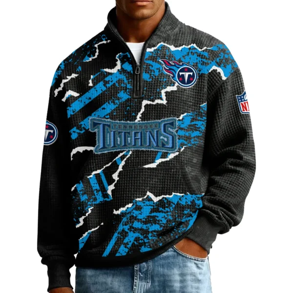 Tennessee Titans Men’s Quarter Zip Pullover Sweatshirt Waffle Knit Pockets 2026 Limited