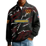 Washington Commanders Men’s Quarter Zip Pullover Sweatshirt Waffle Knit Pockets 2026 Limited