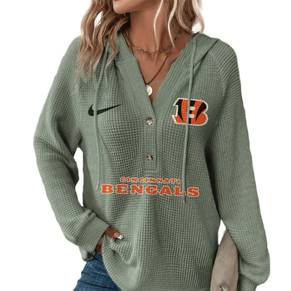 Cincinnati Bengals Women’s Waffle Knit V-Neck Hoodie