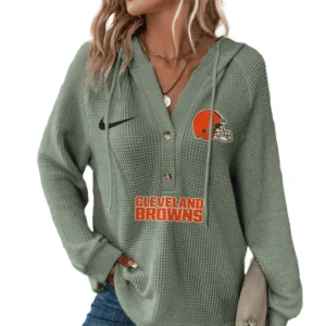 Cleveland Browns Women’s Waffle Knit V-Neck Hoodie