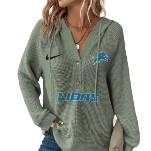 Detroit Lions Women’s Waffle Knit V-Neck Hoodie
