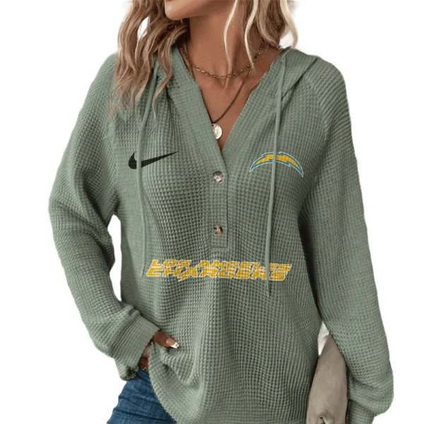 Los Angeles Chargers Women’s Waffle Knit V-Neck Hoodie