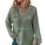 Miami Dolphins Women’s Waffle Knit V-Neck Hoodie