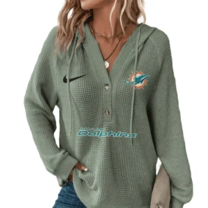 Miami Dolphins Women’s Waffle Knit V-Neck Hoodie