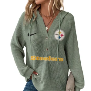 Pittsburgh Steelers Women’s Waffle Knit V-Neck Hoodie