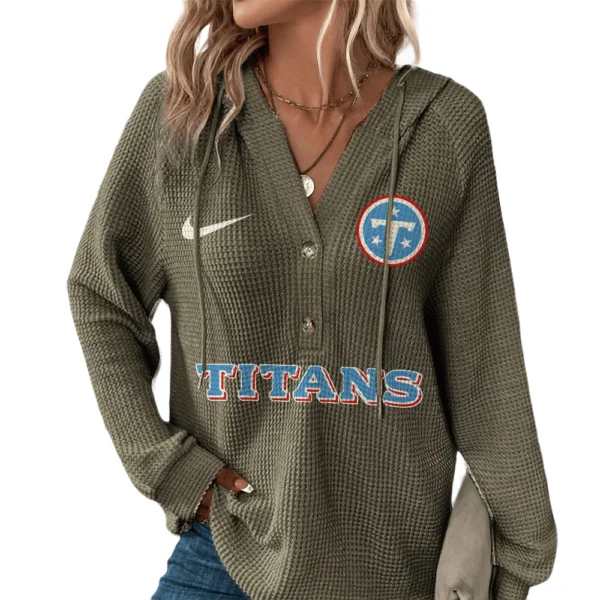 Tennessee Titans Women’s Waffle Knit V-Neck Hoodie
