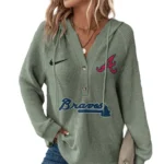 Atlanta Braves Women’s Waffle Knit V-Neck Hoodie