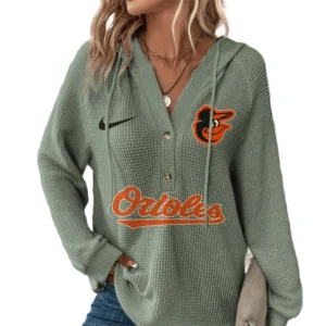 Baltimore Orioles Women’s Waffle Knit V-Neck Hoodie