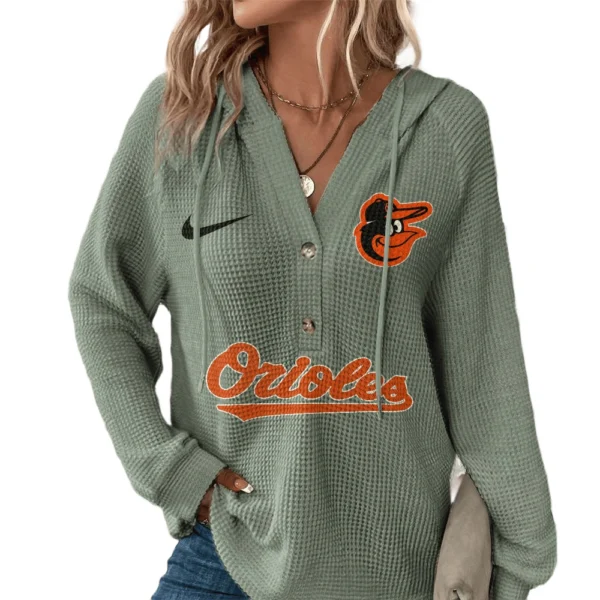 Baltimore Orioles Women’s Waffle Knit V-Neck Hoodie